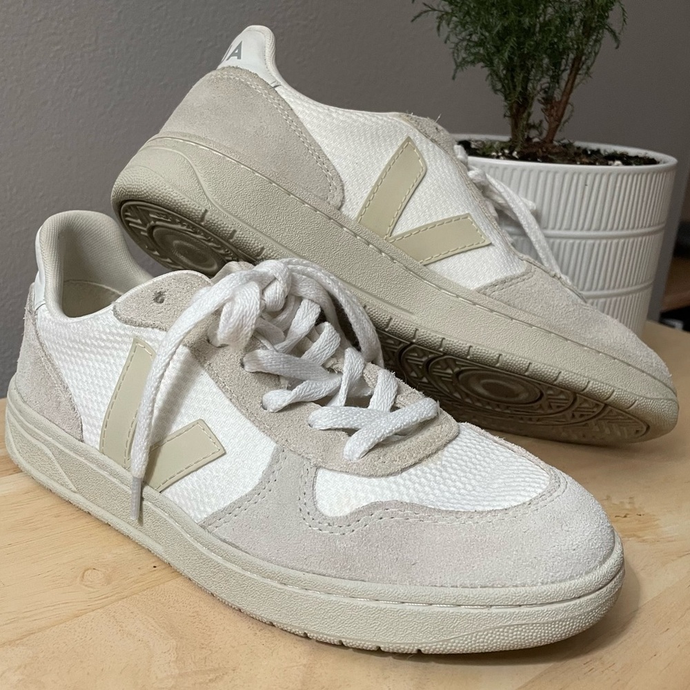 Veja Women’s White and Cream Sneakers